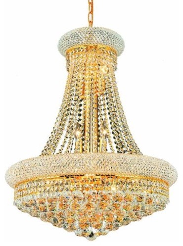 Elegant Lighting 1800D24G Primo 14-Light 2 Tier Crystal Chandelier in Gold