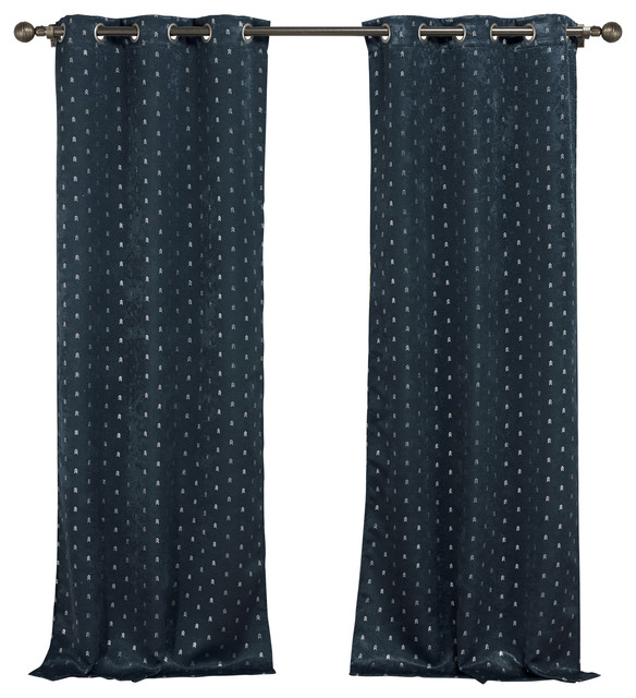 Ellie Blackout Grommet Panel Pair Contemporary Curtains By Ellie Blackout Grommet Panel Pair Navy