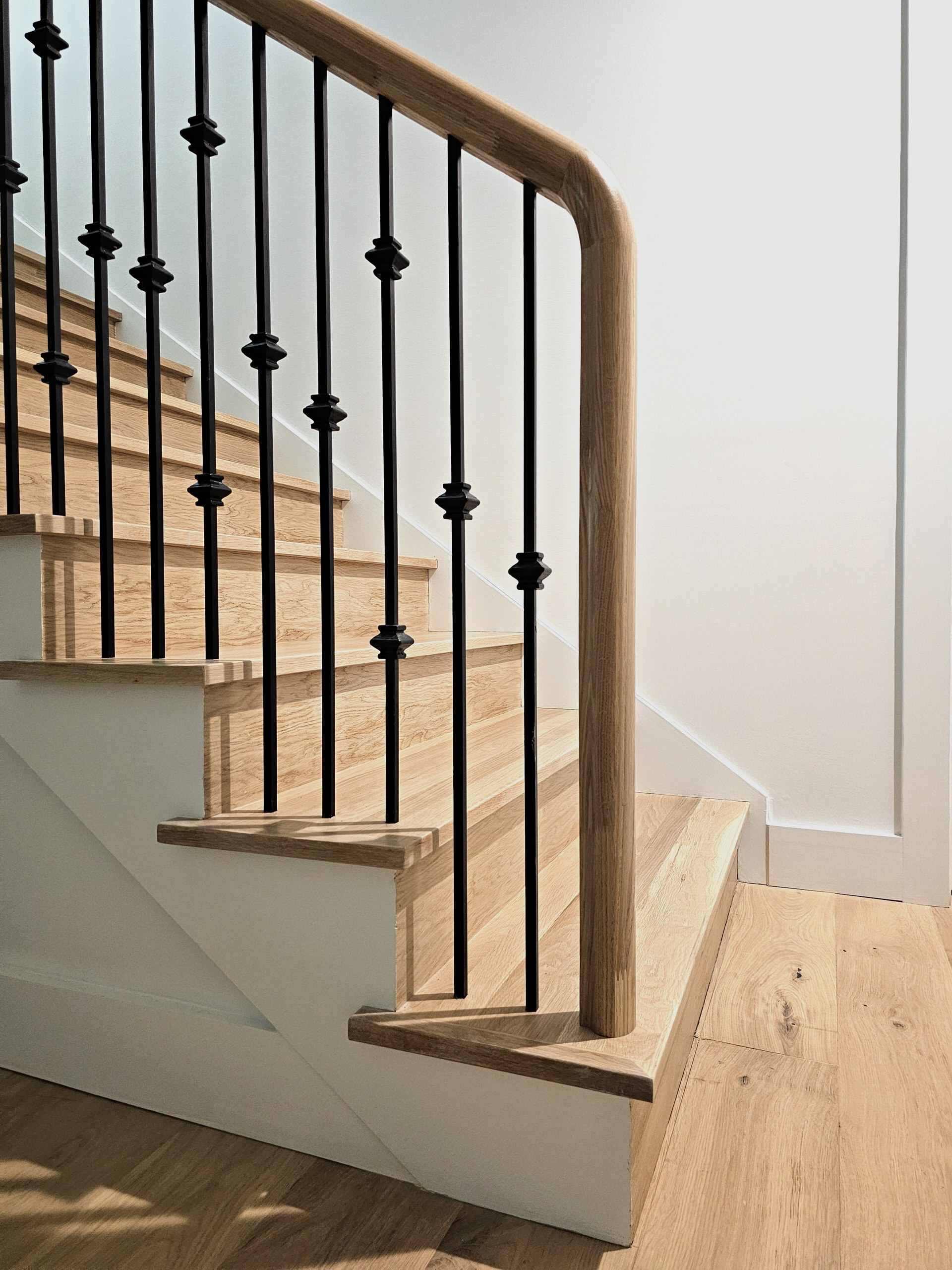 120_Luxurious White Oak Stair with Iron Balusters, Great Falls, 22066