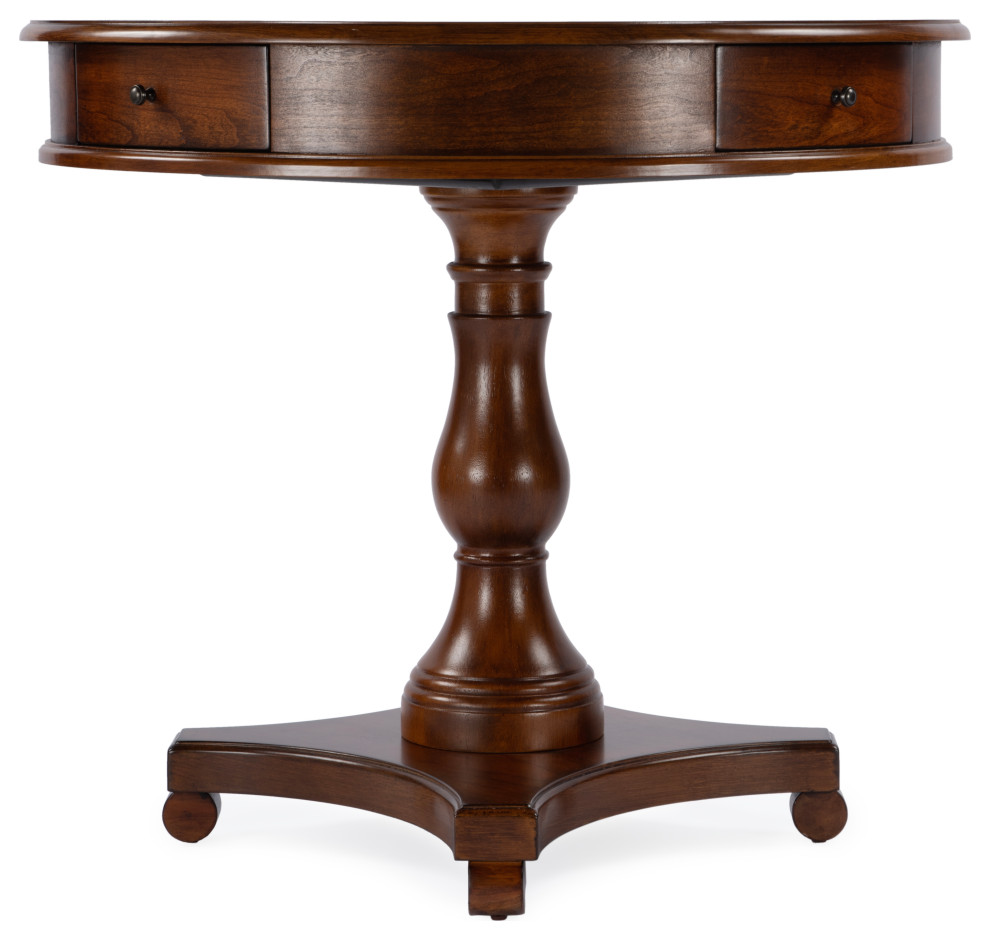 Fredrik 34"D Round Wood 4-Drawer Game Table - Traditional - Game Tables ...
