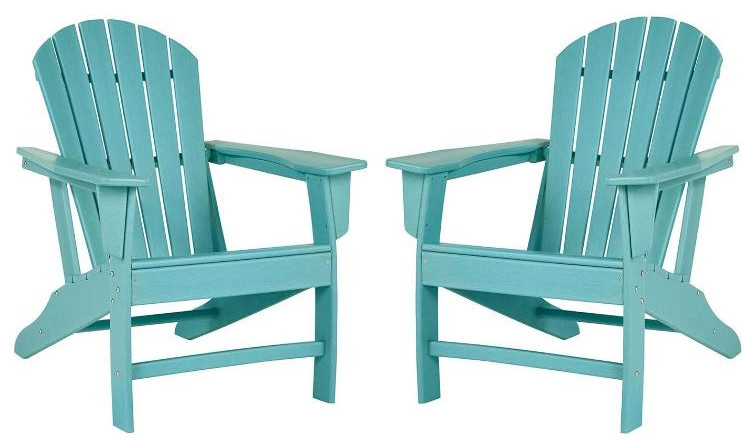 Home Square 2 Piece Virgin Polyethylene Adirondack Chair Set in Turquoise