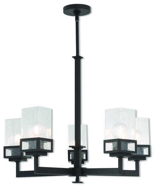 Harding 5 Light Chandelier Bronze With Hand N Clear Seeded