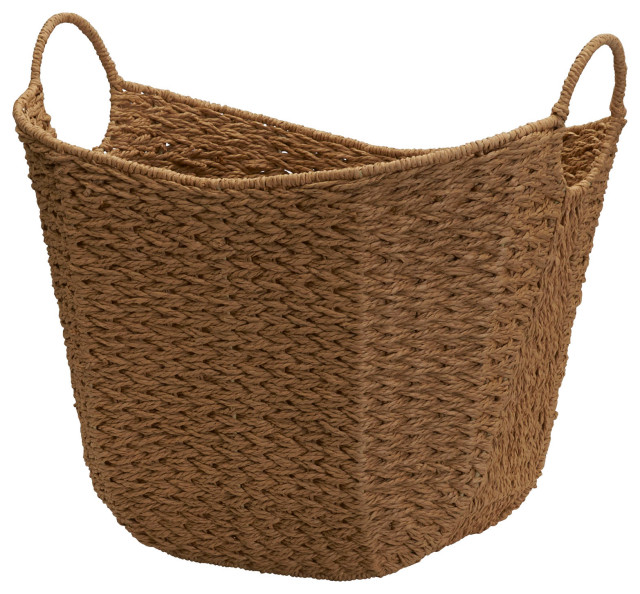 Natural Paper Rope Basket With Handles Beach Style Baskets by