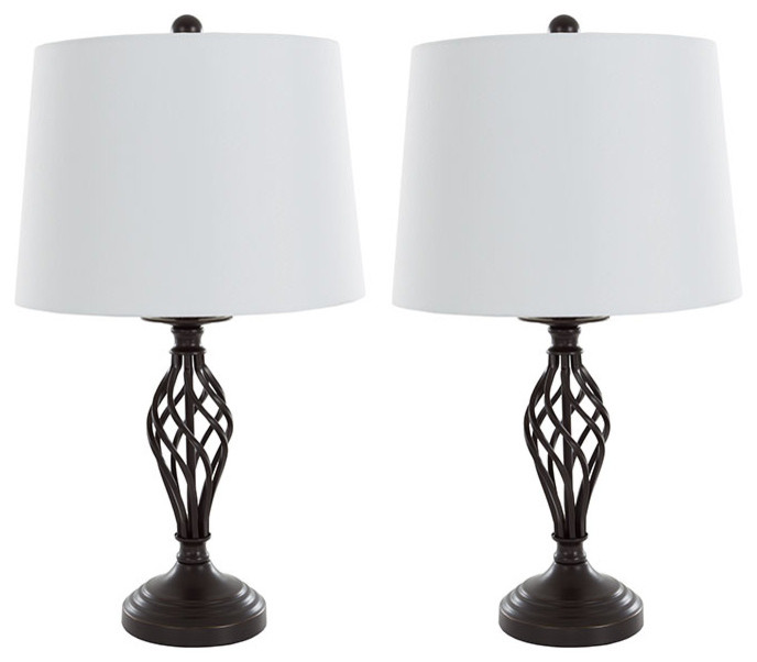 Table Lamps Set of 2, Spiral Cage Design (2 LED Bulbs included) by Lavish Home