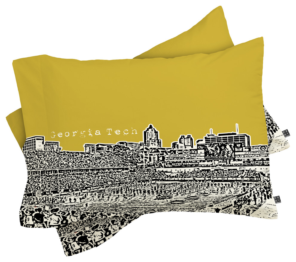 Deny Designs Bird Ave Tech Yellow Pillow Shams, King, Queen