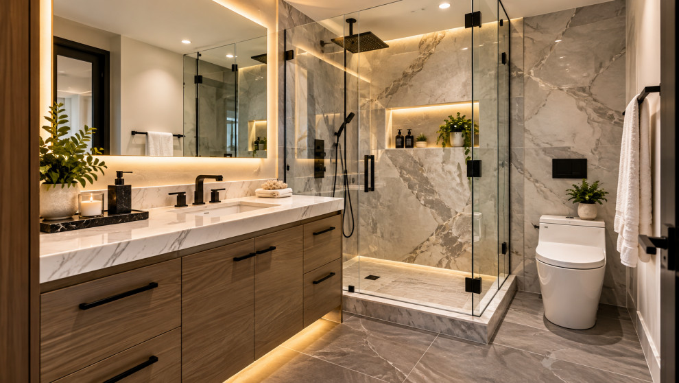 Modern Walk-In Shower Bathroom Renovation
