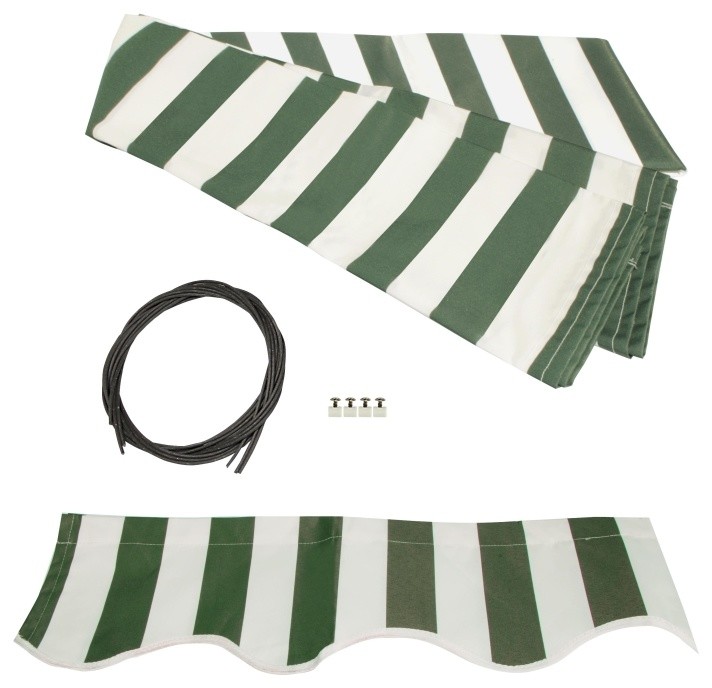 Waterproof Fabric for Retractable Patio Awning, Green, White, 13'x10'