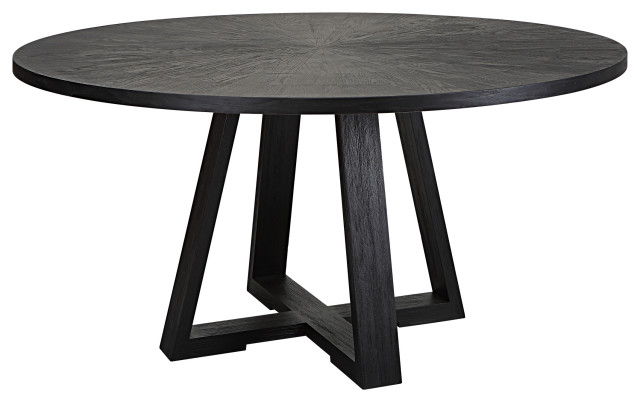 Gidran Round Black Dining Table - Transitional - Dining Tables - by ...