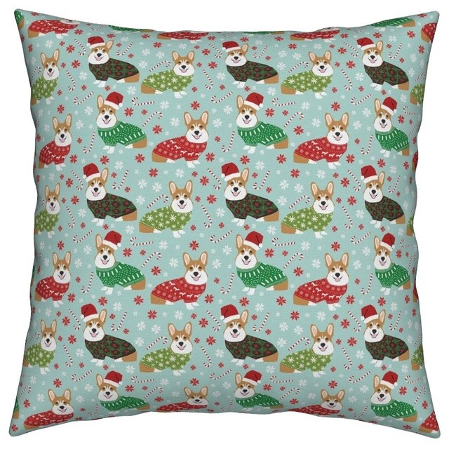 Corgi Corgis Ugly Sweater Christmas Sweater Throw Pillow