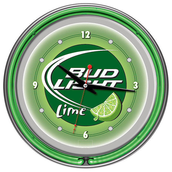 Bud Light Lime 14 Inch Neon Wall Clock