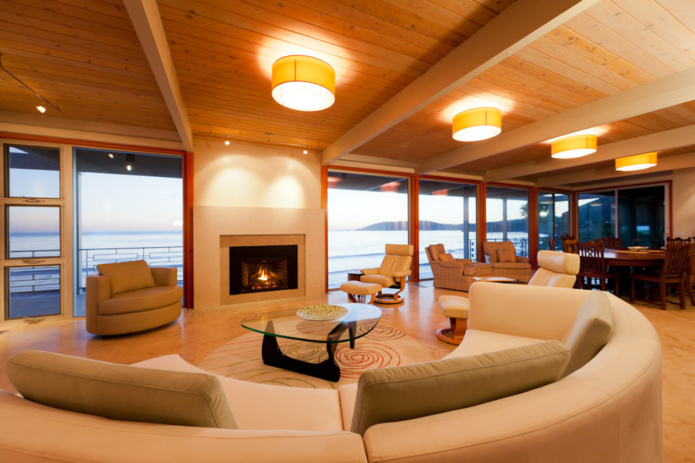 This is an example of a beach style living room in Seattle.