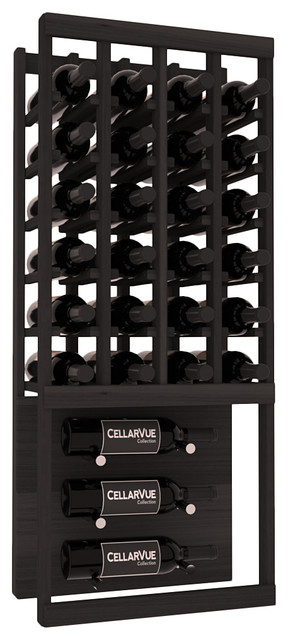CellarVue Redwood Showcase Wine Rack, Unstained, Black Stain