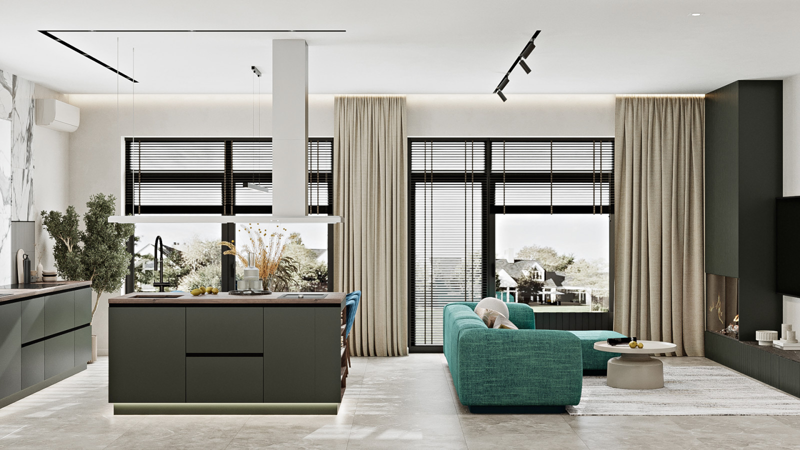 КП Первозванный 1, кухня-гостиная (вариант 3)