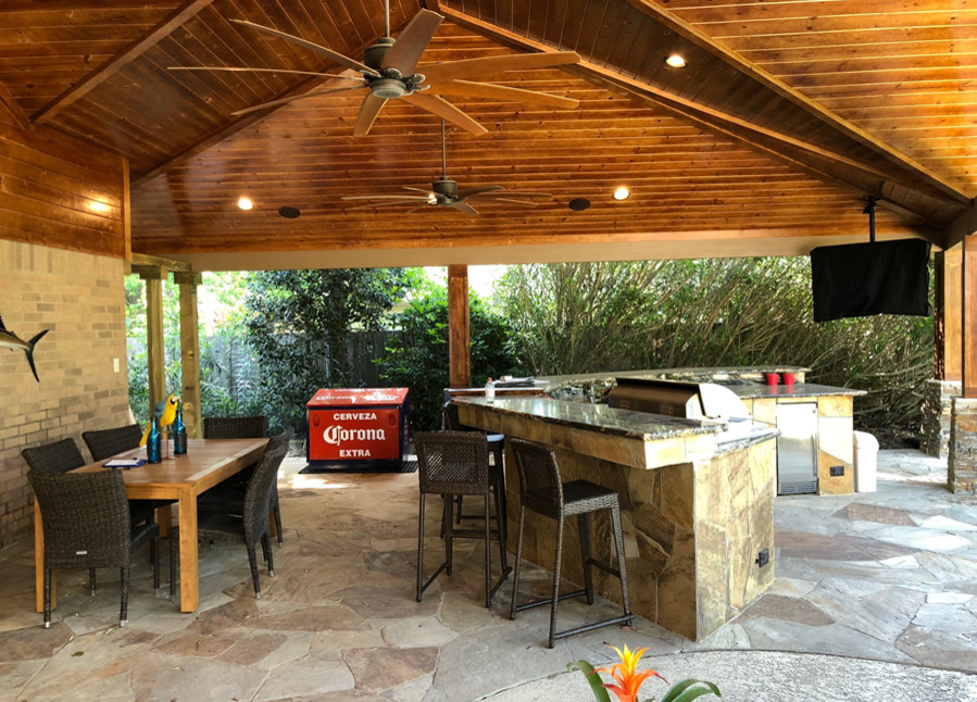 Houston Covered Patio With Permanent Outdoor Heating Tongue