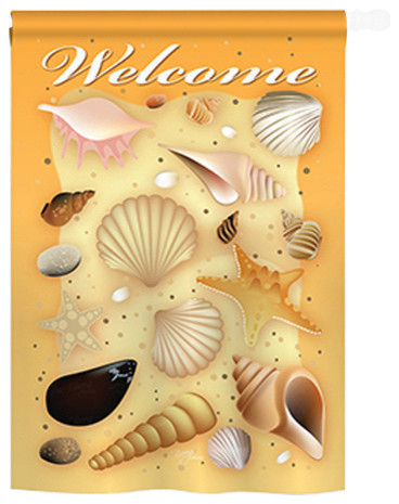 Welcome Shells Summer House Flag shells Shore Starfish Nautical Beach 28/"x40/"