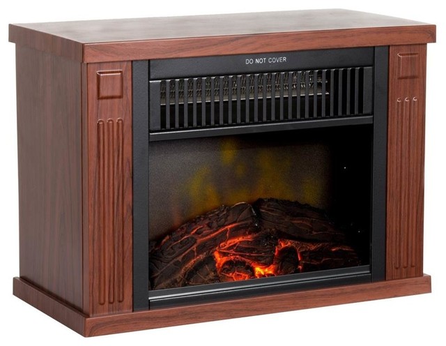Northwest 13" Portable Mini Electric Fireplace Heater, Wood Finish