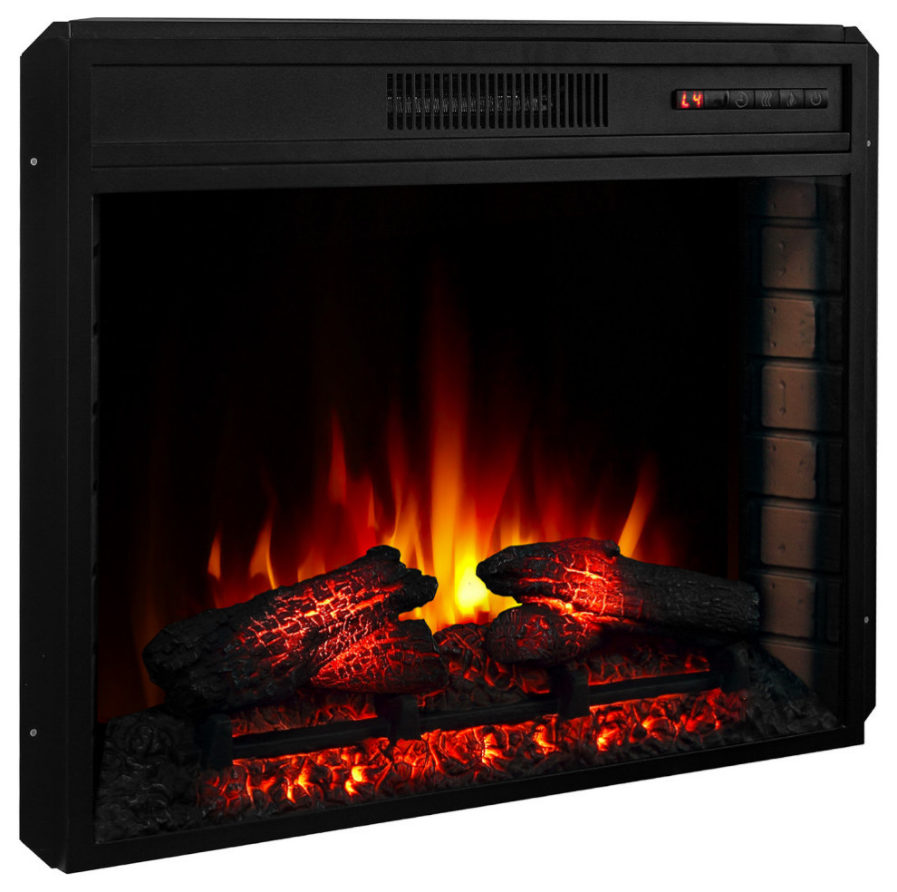 BELLEZE Electric Fireplace Insert Remote Heater Glass View