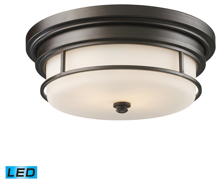 Newfield Oiled Bronze LED Two Light Flush Mount Fixture