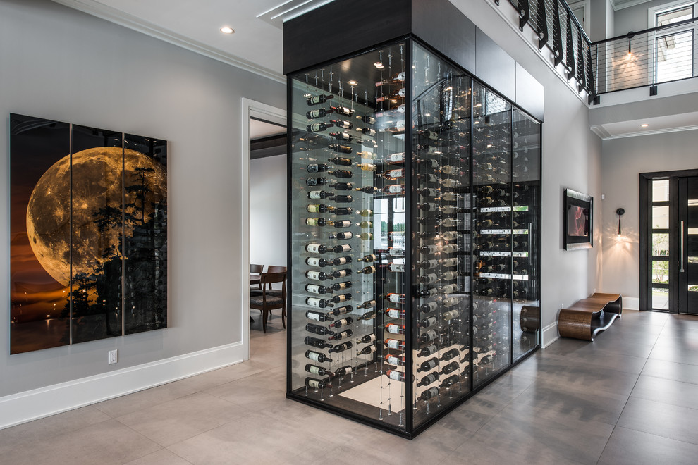 Photo of a beach style wine cellar in Tampa.