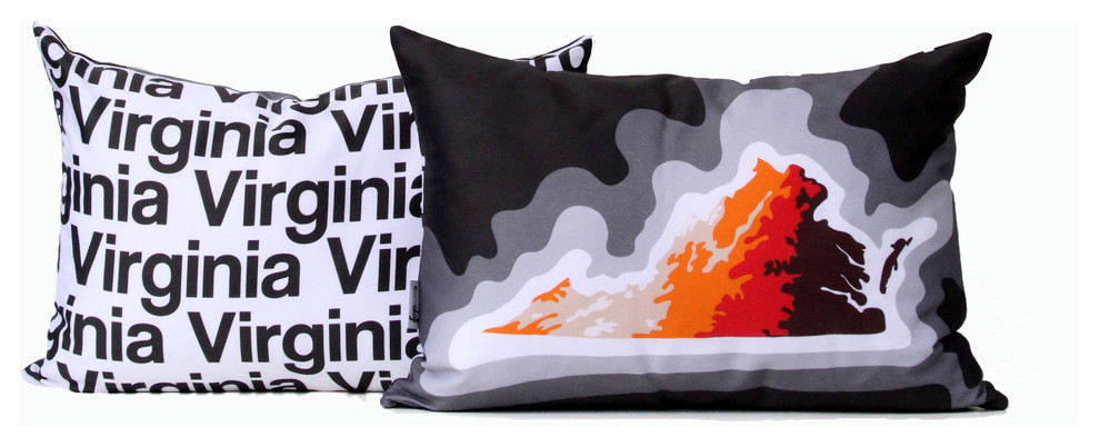 Virginia map pillow, charcoal orange