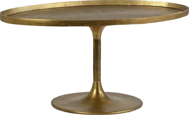 HEVIZ Coffee Table Cocktail Oval Top Antique Brass Aluminum