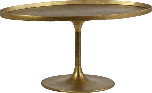 Dovetail Heviz Coffee Table Oval Top Antique Brass Aluminum Midcentury Coffee Tables By Euroluxhome Houzz