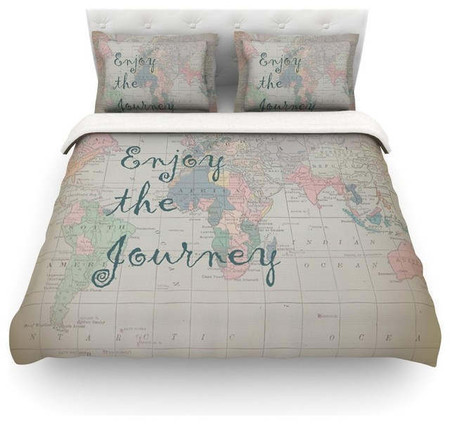 World Map Duvet Cover The Duvets Kess Inhouse Catherine Holcombe Journey World Map Duvet Cover