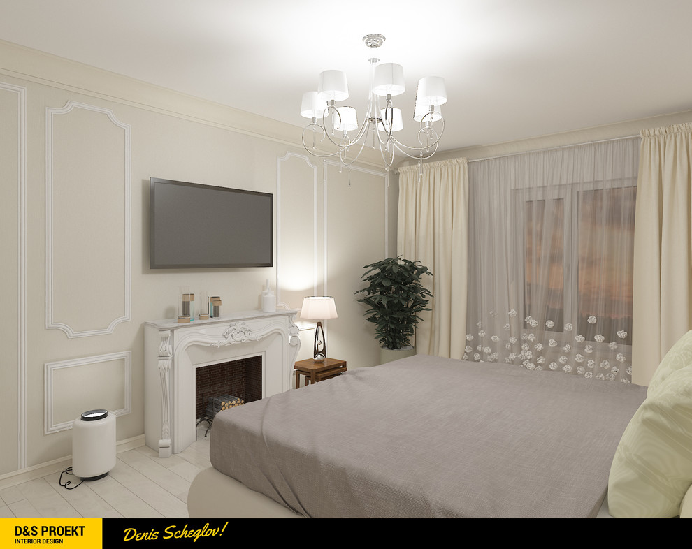 Дизайн-проект спальни в классическом стиле для молодой семьи.