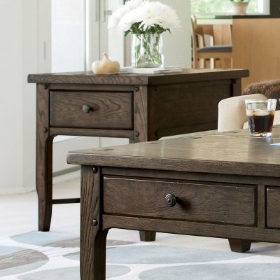Great Rooms Millhouse End Table - Whiskey Barrel