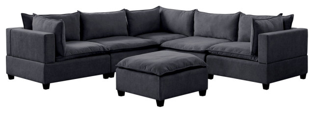 Madison Fabric Down Feather 6 Piece Modular Sectional Sofa With Ottoman Transitional Sofas By Lilola Home - Modular Sectional Sofa Pieces Madison Fabric Down Feather 6 Piece Modular Sectional Sofa With Ottoman Transitional Sofas By Lilola Home - Modular Sectional Sofa Pieces
