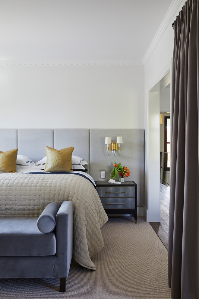 This is an example of a transitional bedroom in Sydney.