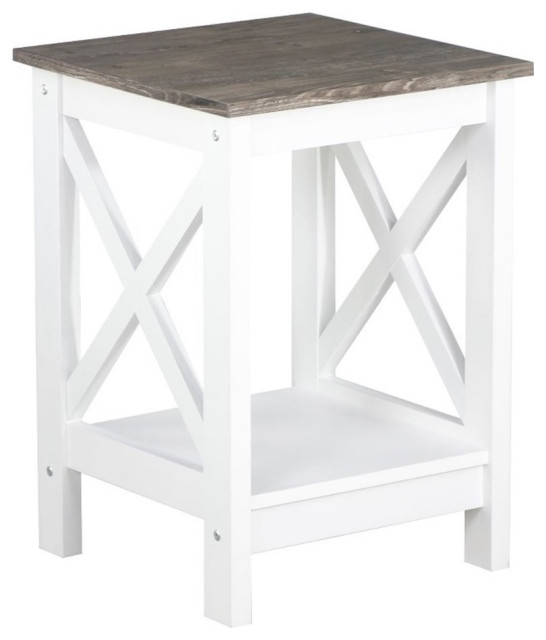 Saint Birch Lambert Modern Farmhouse White End Table Farmhouse Side