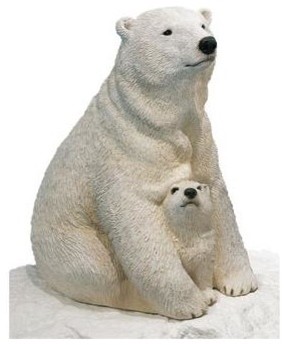 Companion Size Polar Bear & Cub Statue