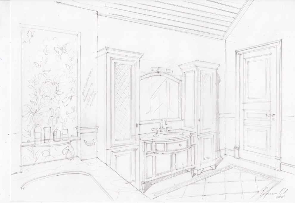 Акварельные эскизы к проекту: Загородного дома в стиле Прованс.