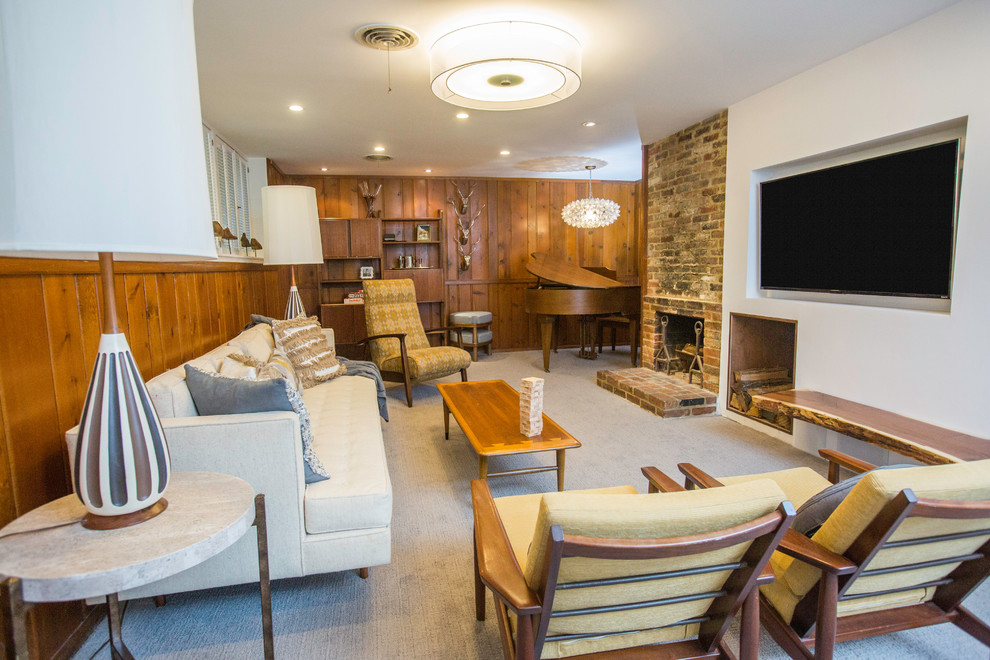 This is an example of a midcentury basement in DC Metro.
