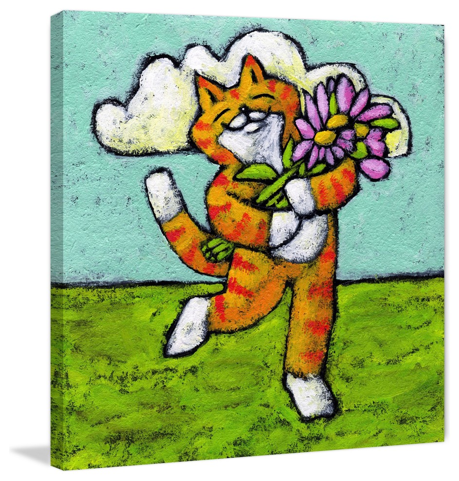 Marmont Hill, "Tiger Cat Flower Dance" by Janet Nelson on Wrapped Canvas, 18x18
