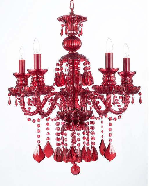 Ruby Red Crystal Chandelier 5-Light