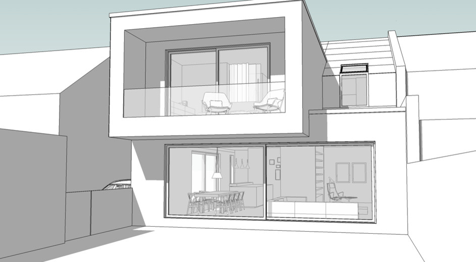 Neubau Doppelhaushälfte K - Gartenfassade