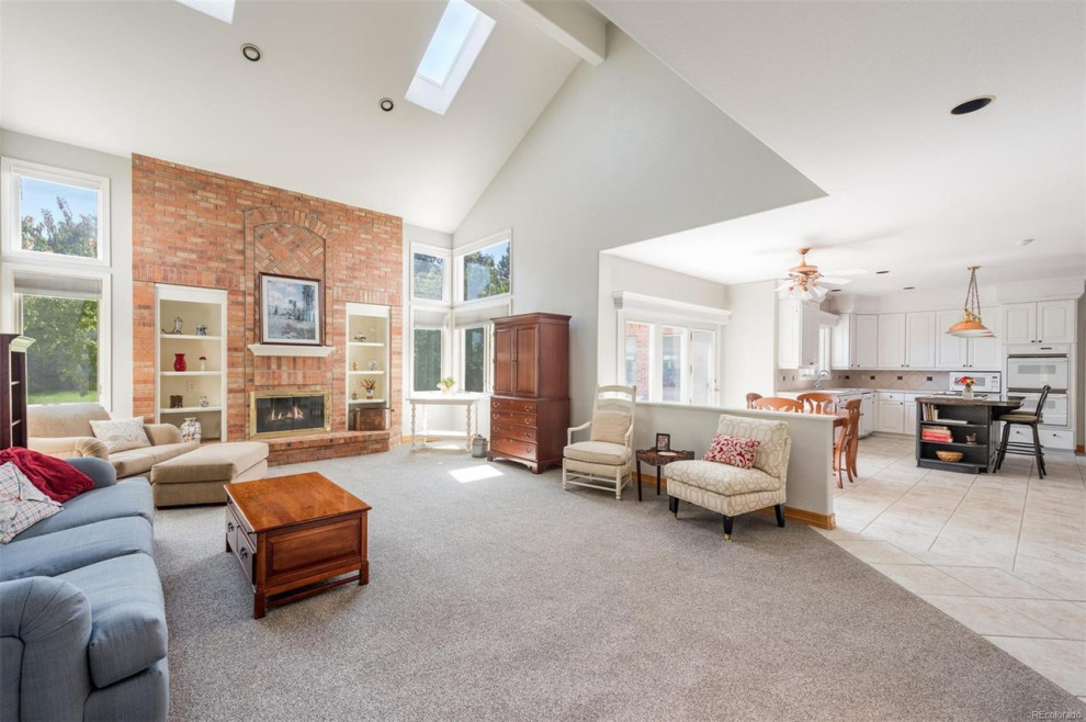 Living area with multiple ceiling heights