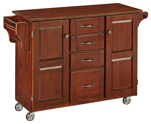 Oxford Cherry Kitchen Cart Transitional Kitchen Islands And Kitchen