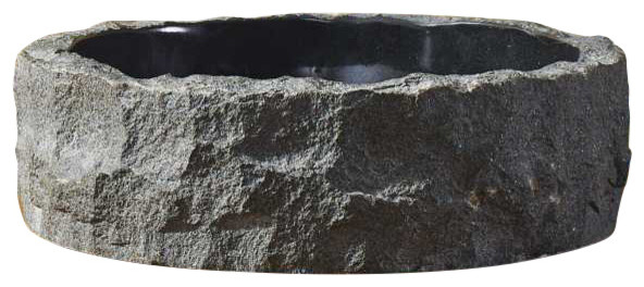 Hercules Natural Stone Bathroom Vessel Sink,Shanxi Black Granite, 14 in ...