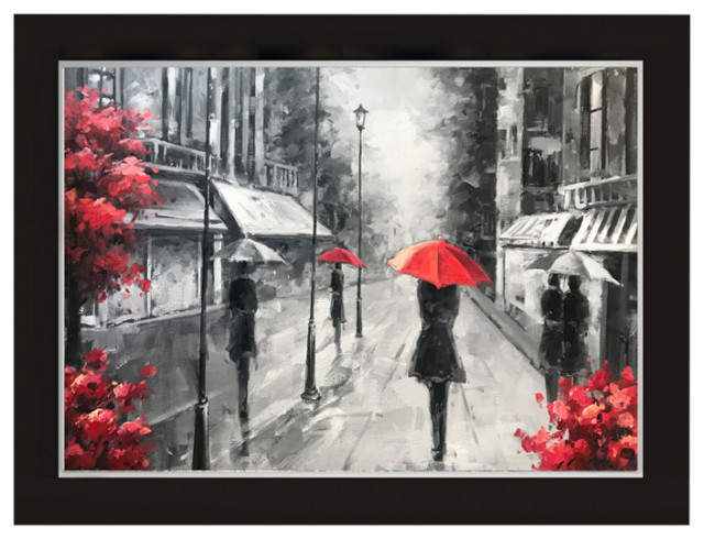 Paris, Red Handmade Wall Art Framed Museum Quality Wall Decor Size ...