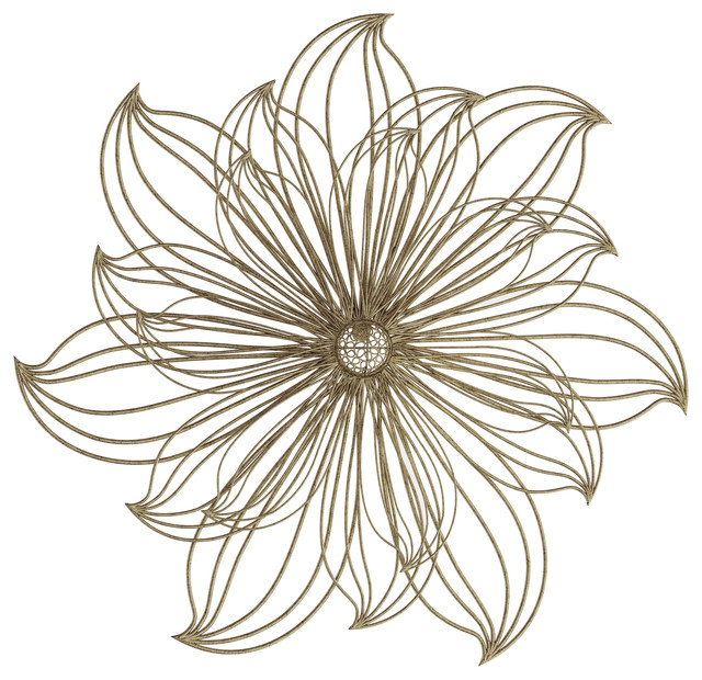 Lavish Home Metallic Layered Wire Flower Wall Decor Gold Contemporary Metal Art By Trademark Global Houzz - Stratton Home Decor Large Blooming Tree Branch Wall In Gold