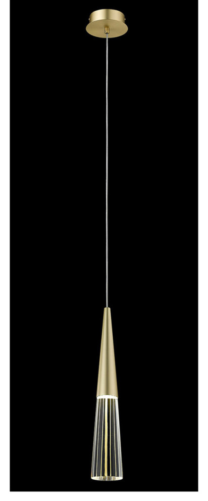 Encino 1 Light Pendant, Brushed Brass