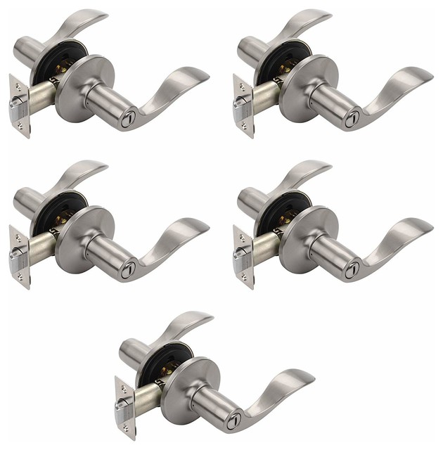 Contractor Pack Satin Nickel Dynasty Hardware Vail Door Lever Privacy Set