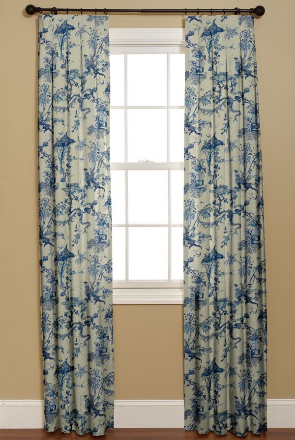 Inverted Box Pleat Curtain, Yosca Blue