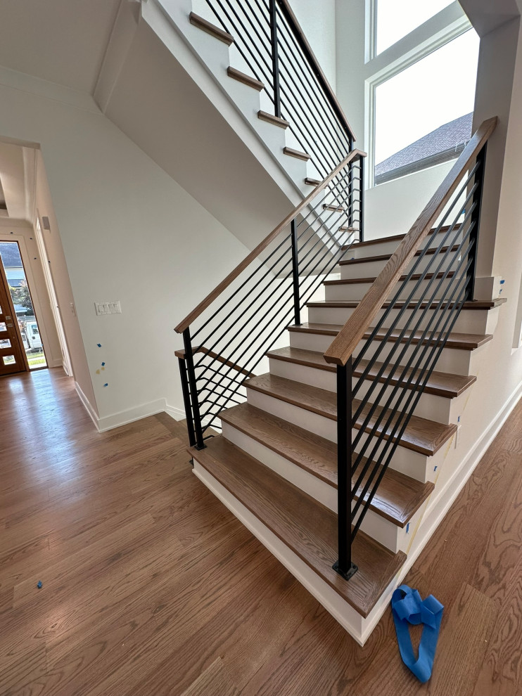 Metal railings with wood top