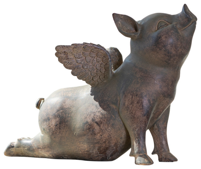 Flying Pig Statue Farmhouse Decorative Objects And Figurines by