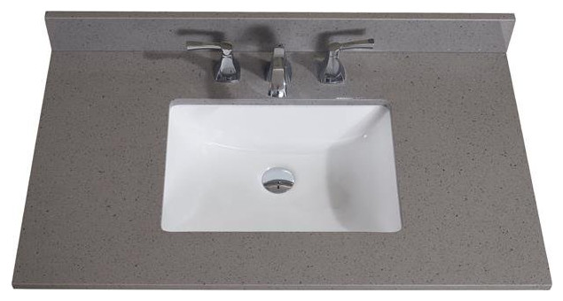 37 in. Composite Stone Vanity Top in Mountain Gray with White Basin ...