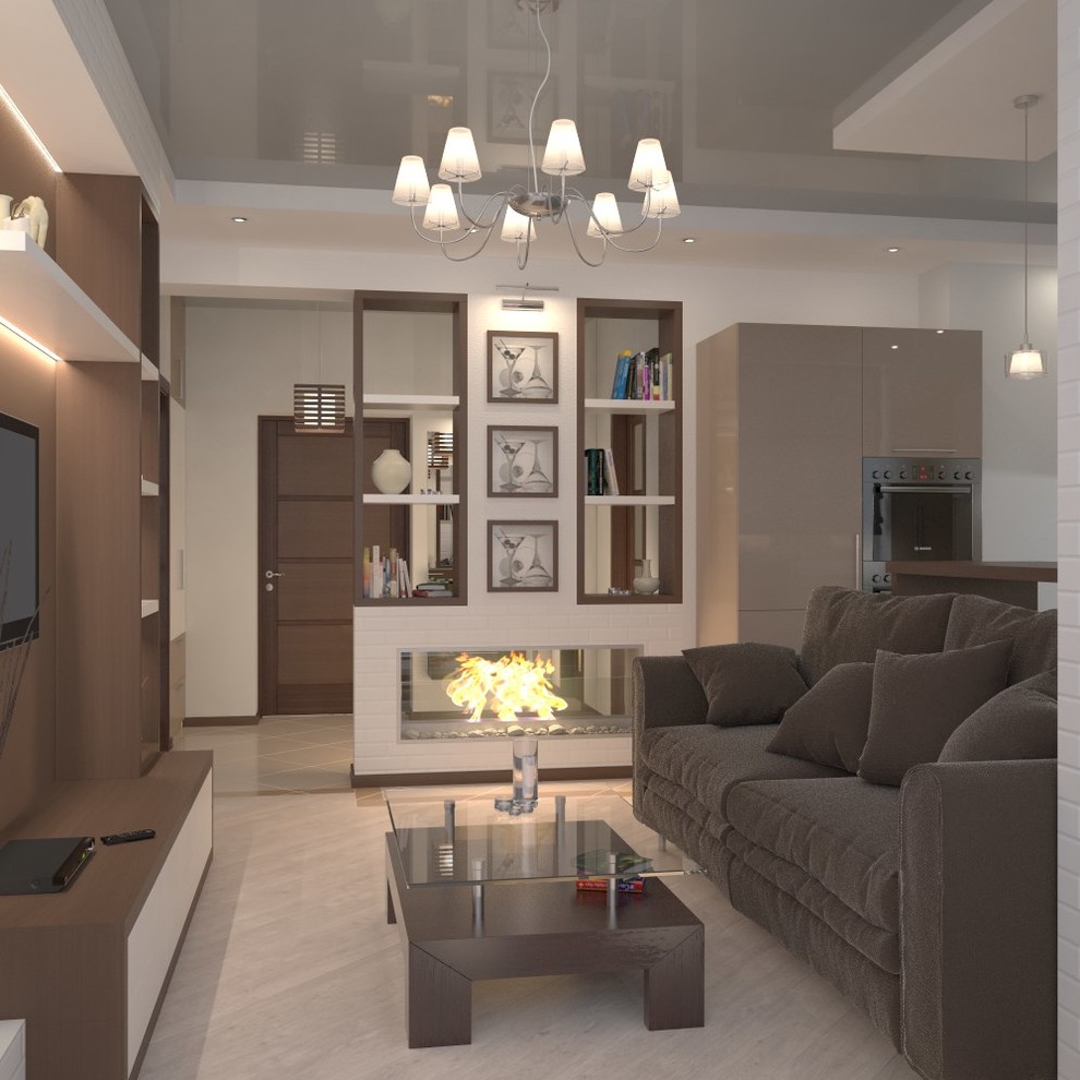 Квартира - студия в коричнево-бежевых тонах